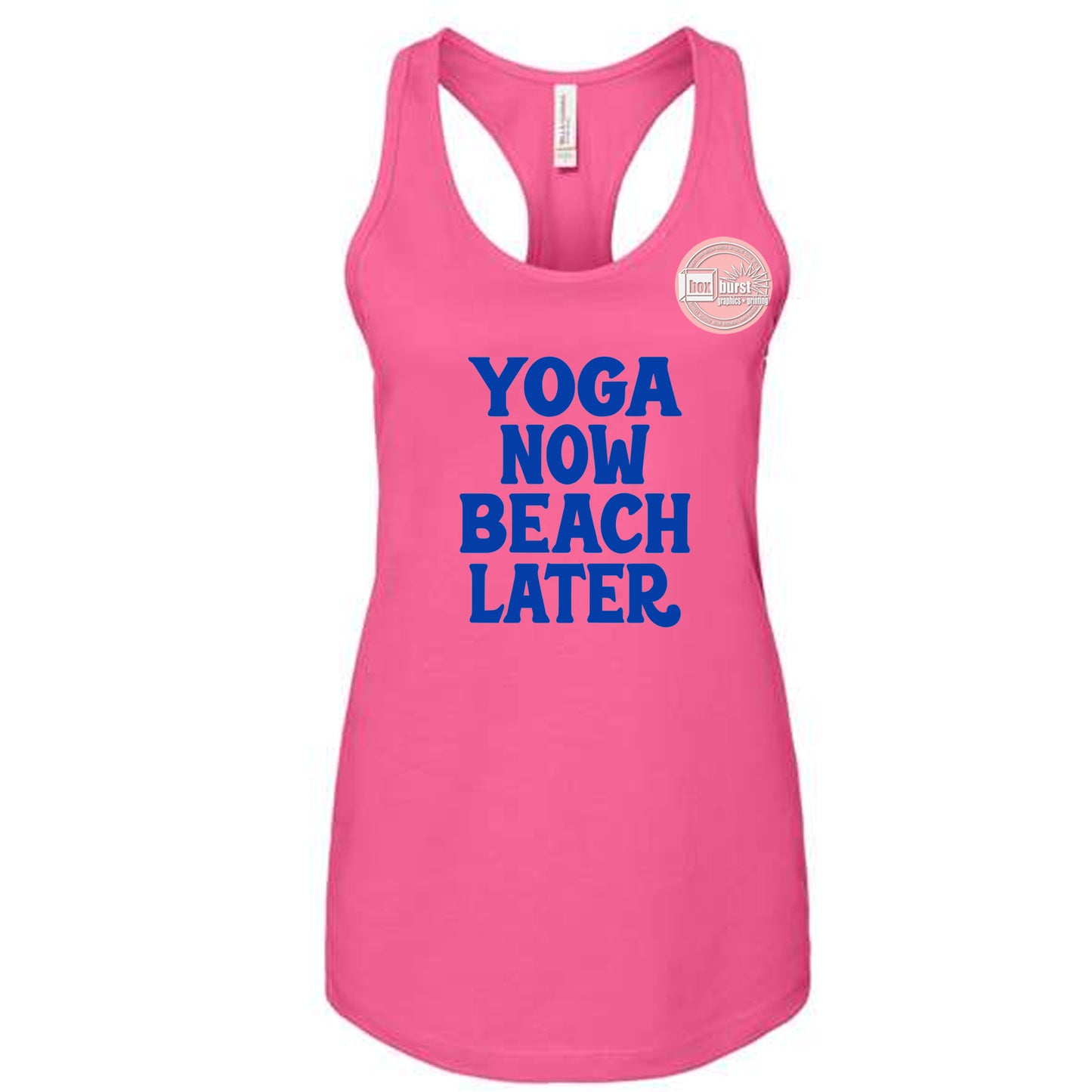 Yoga Now Beach Later tank top women's racerback tank