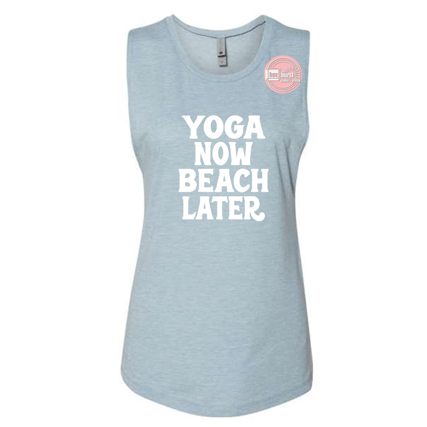 Yoga Now Beach Later women's muscle tank