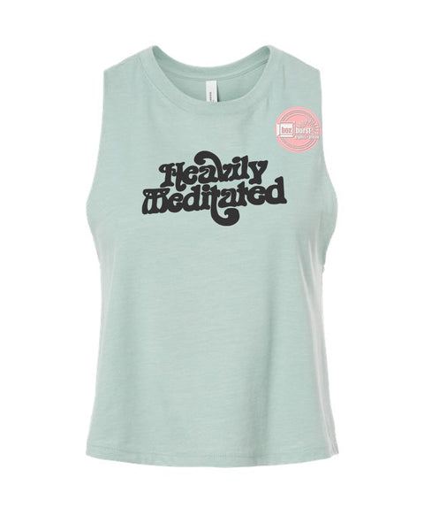 Heavily Meditated women's crop flowy tank top ink print