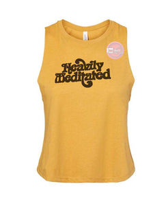 Heavily Meditated women's crop flowy tank top ink print