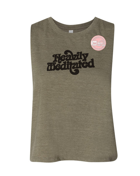 Heavily Meditated women's crop flowy tank top ink print