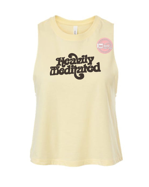 Heavily Meditated women's crop flowy tank top ink print