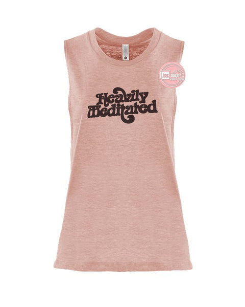 Heavily Meditated women's festival muscle tank ink print