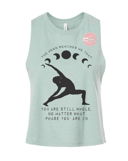 The moon reminds me that you are whole women's crop flowy tank top ink print
