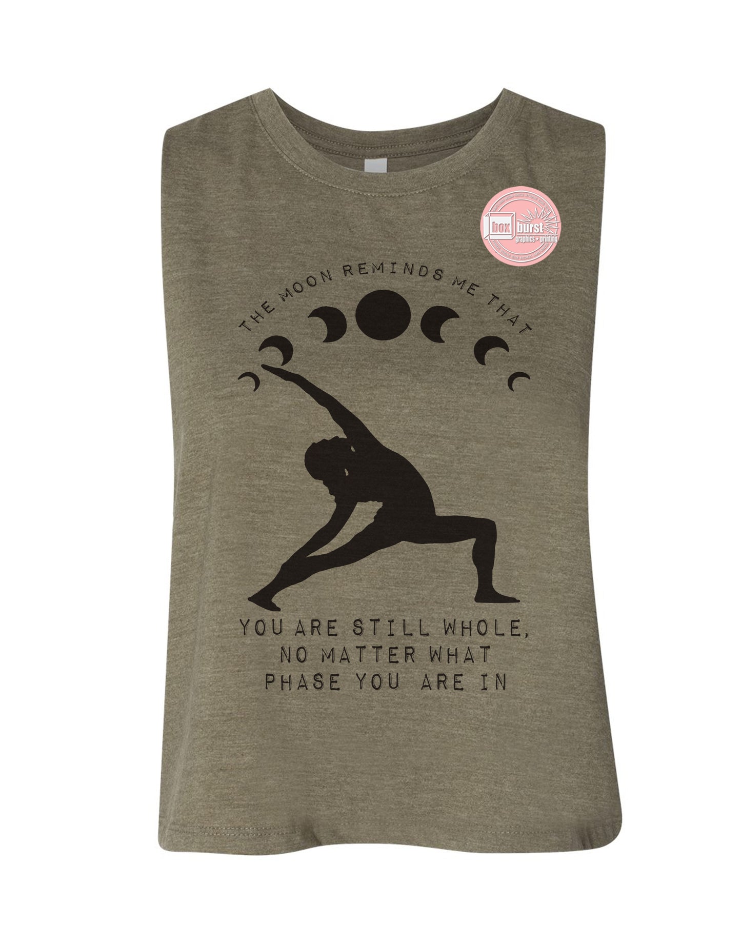 The moon reminds me that you are whole women's crop flowy tank top ink print