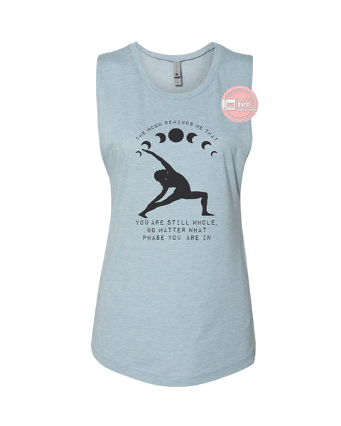 The moon reminds me that you are whole women's festival muscle tank ink print