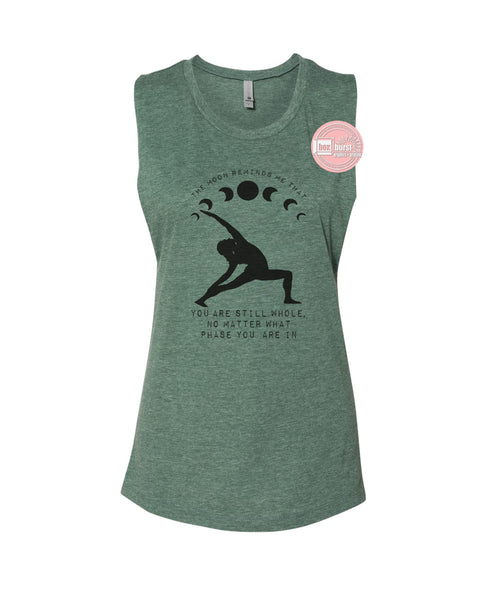 The moon reminds me that you are whole women's festival muscle tank ink print