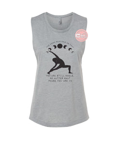 The moon reminds me that you are whole women's festival muscle tank ink print