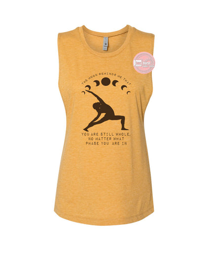 The moon reminds me that you are whole women's festival muscle tank ink print