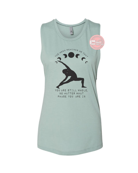 The moon reminds me that you are whole women's festival muscle tank ink print