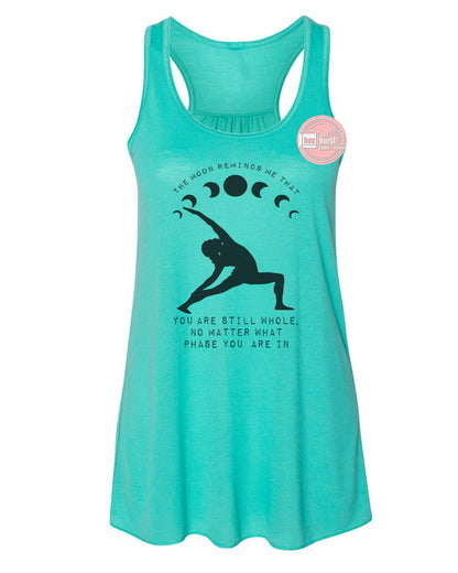 The moon reminds me you are whole women's flowy yoga racerback tank