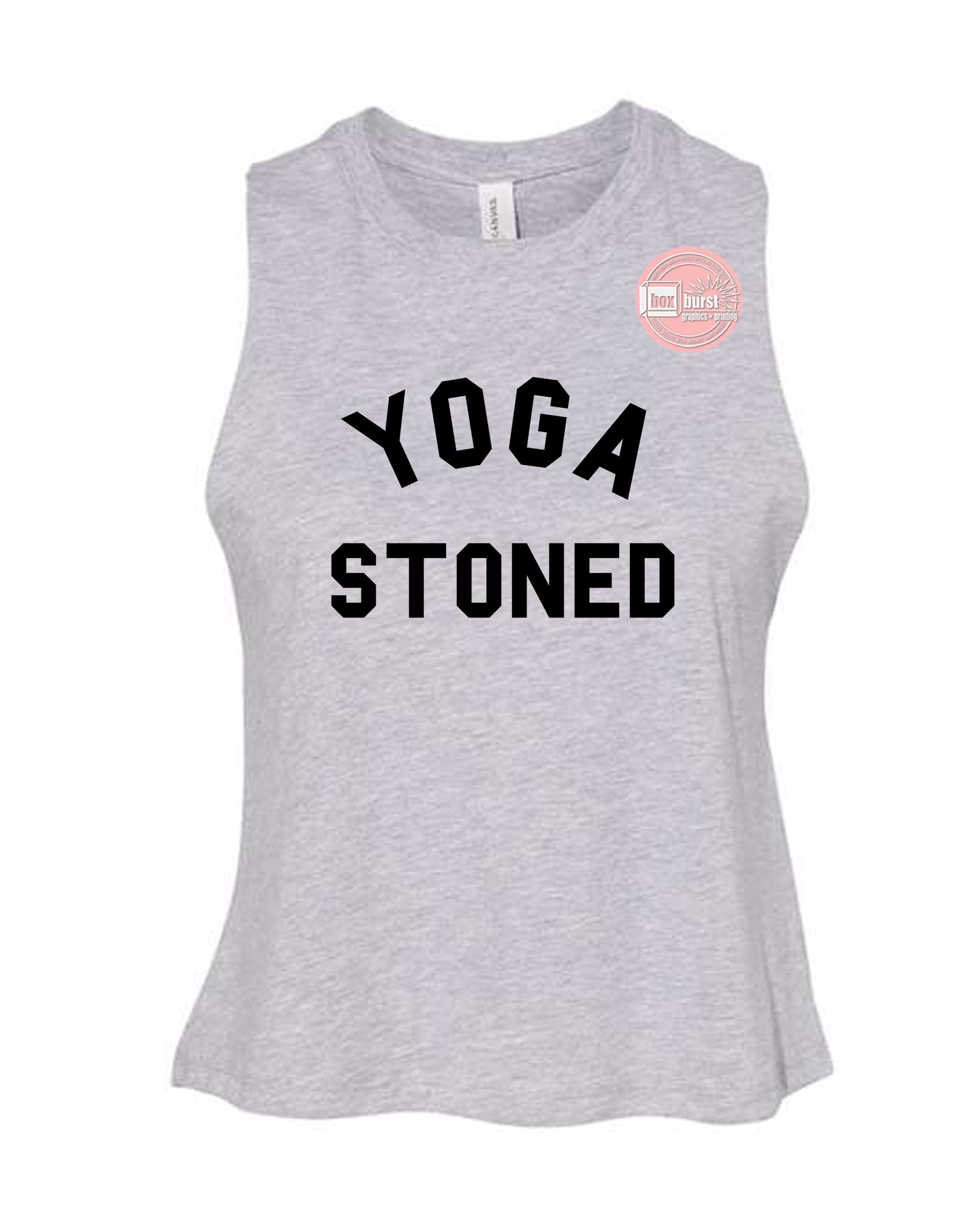 Yoga Stoned women's crop flowy tank top HTV Vinyl Print