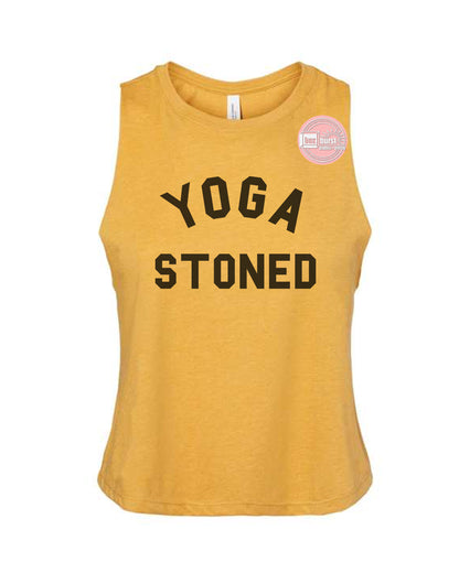 Yoga Stoned women's crop flowy tank top ink print
