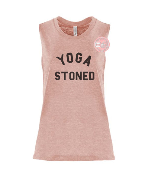 Yoga Stoned women's festival muscle tank ink print