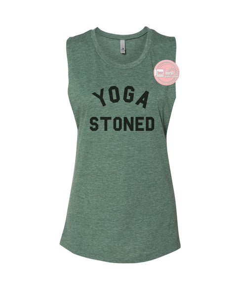 Yoga Stoned women's festival muscle tank ink print