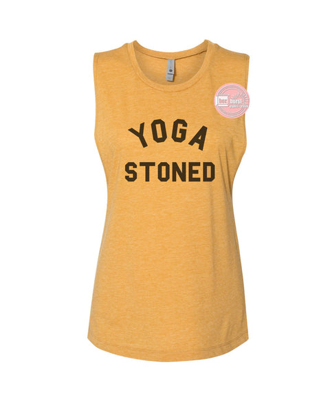 Yoga Stoned women's festival muscle tank ink print