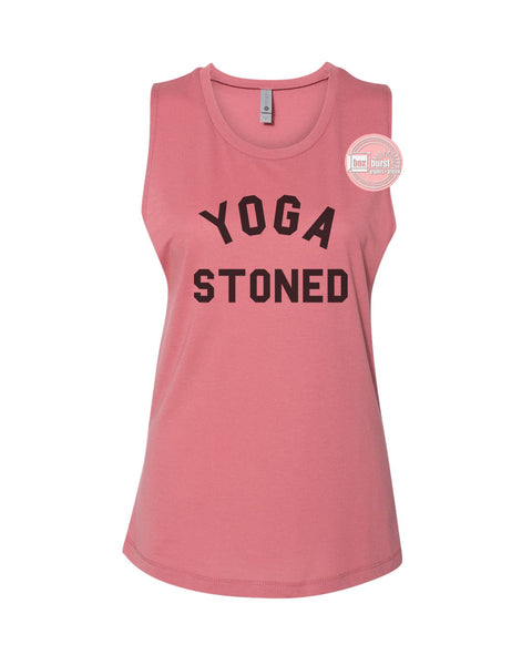 Yoga Stoned women's festival muscle tank ink print