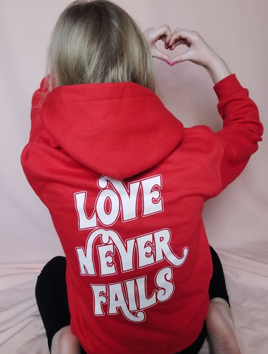 Love Never Fails Valentines Day hoodies