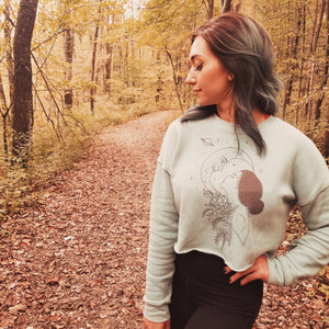 Moon child bella cropped crew sweater sublimation printing