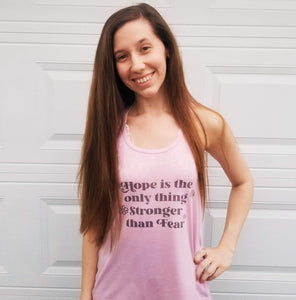 Hope is stronger than fear racerback bella tank ink print
