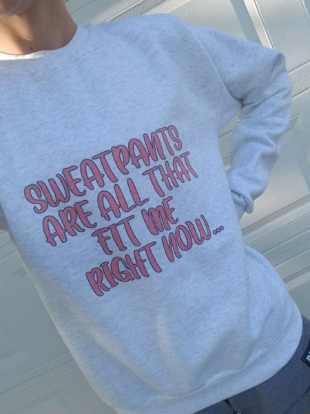 Sweat pants are all that fit me right now unisex fleece lined sweat shirt ink print