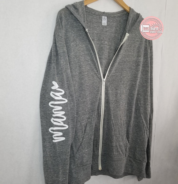 Mama Sleeve light weight zip up hoodie unisex