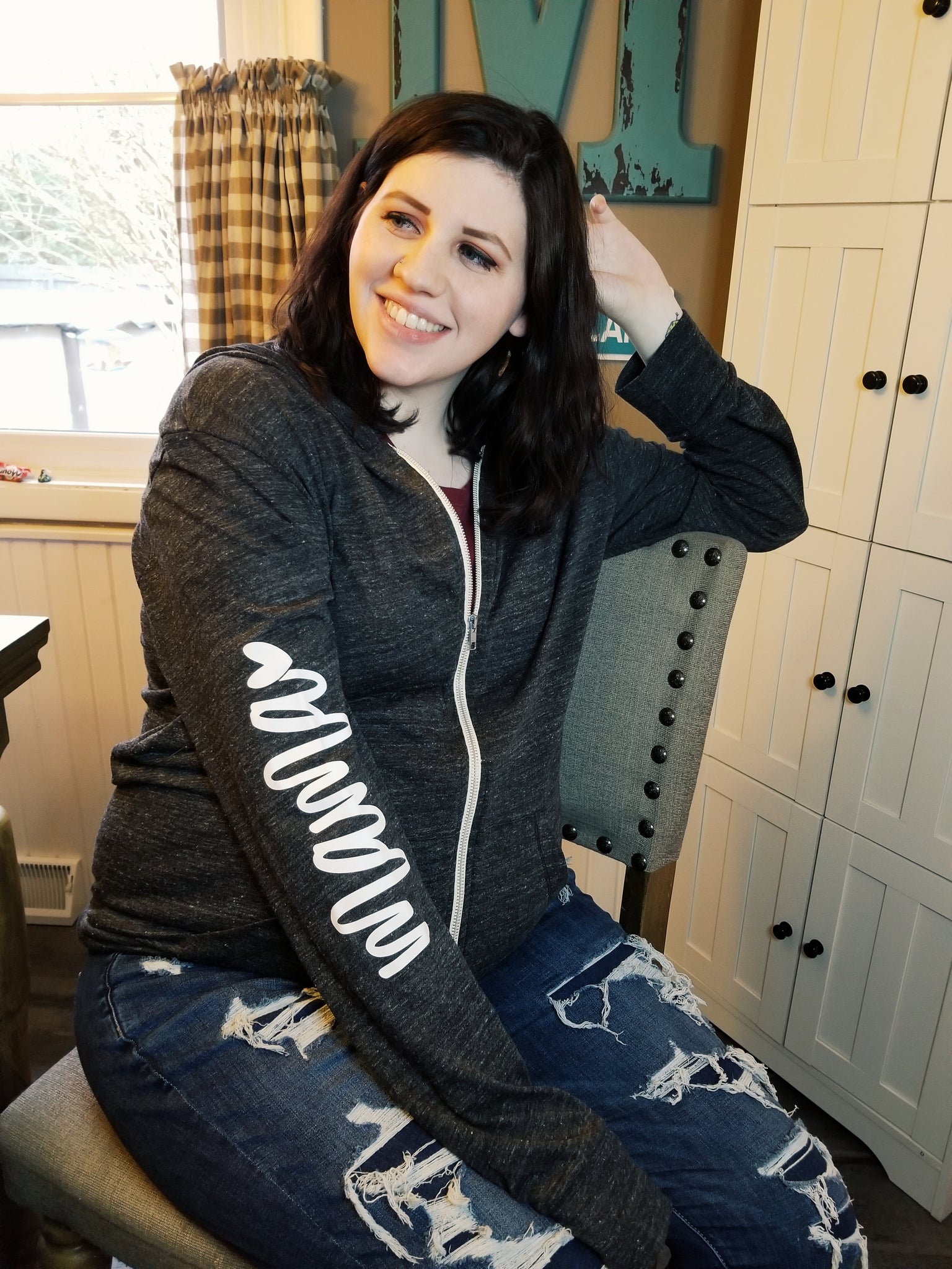 Mama Sleeve light weight zip up hoodie unisex