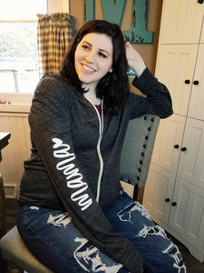 Mama Sleeve light weight zip up hoodie unisex