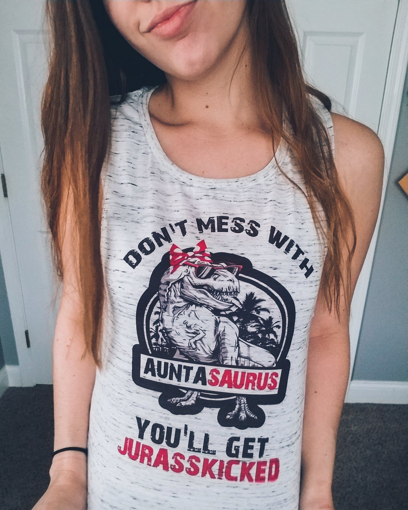 Don't mess with Auntasaurus You'll get Jurasskicked | Funny Aunt shirts | Muscle Tank  Racerback
