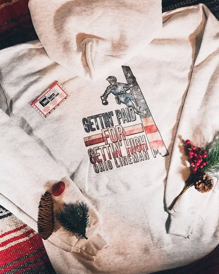 Ohio Lineman Hoodie rustic Gettin' paid for gettin' high with custom name on front