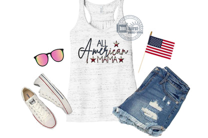 All American Mama Women's Racerback tank memorial day 4th july SUBLIMATION