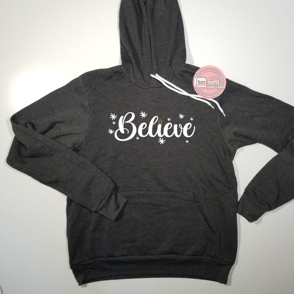 Believe unisex soft bella hoodie w/ a sparkle star