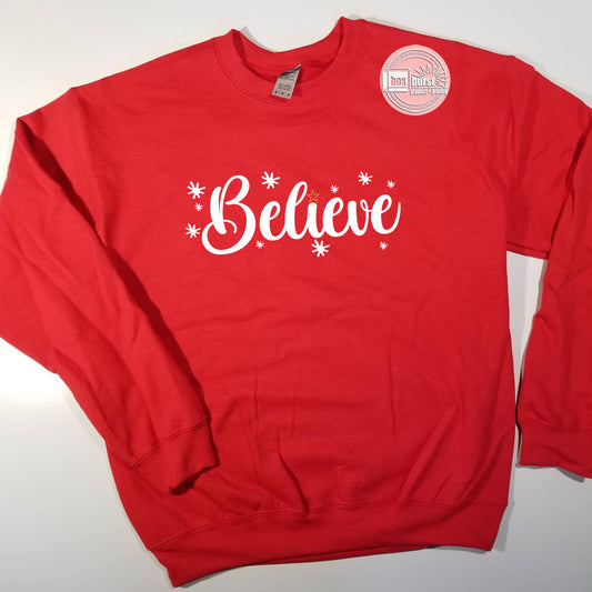 Believe unisex crew neck sweatshirt w/ a sparkle star