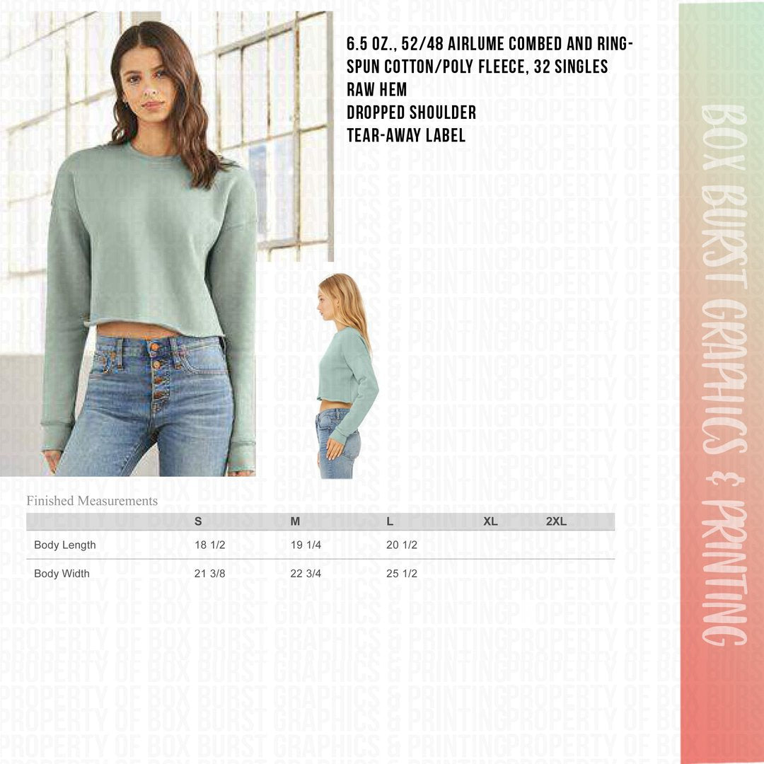 Moon child bella cropped crew sweater sublimation printing