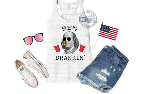 Ben Drinkin Women's Racerback tank memorial day 4th july SUBLIMATION