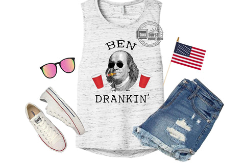 Ben Drinkin women's muscle tank memorial day 4th july muscle tanks SUBLIMATION PRINT