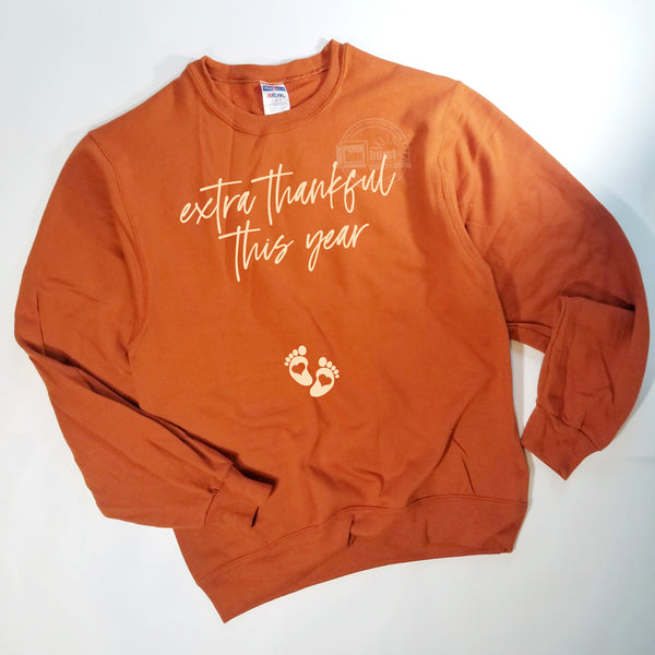 Extra thankful this year pregnancy adult size crew neck sweater