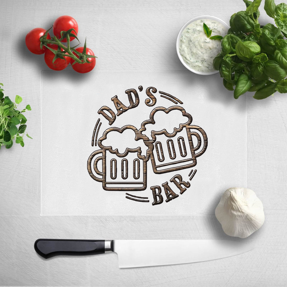 Dad's Bar Glass cutting board full color sublimation printing