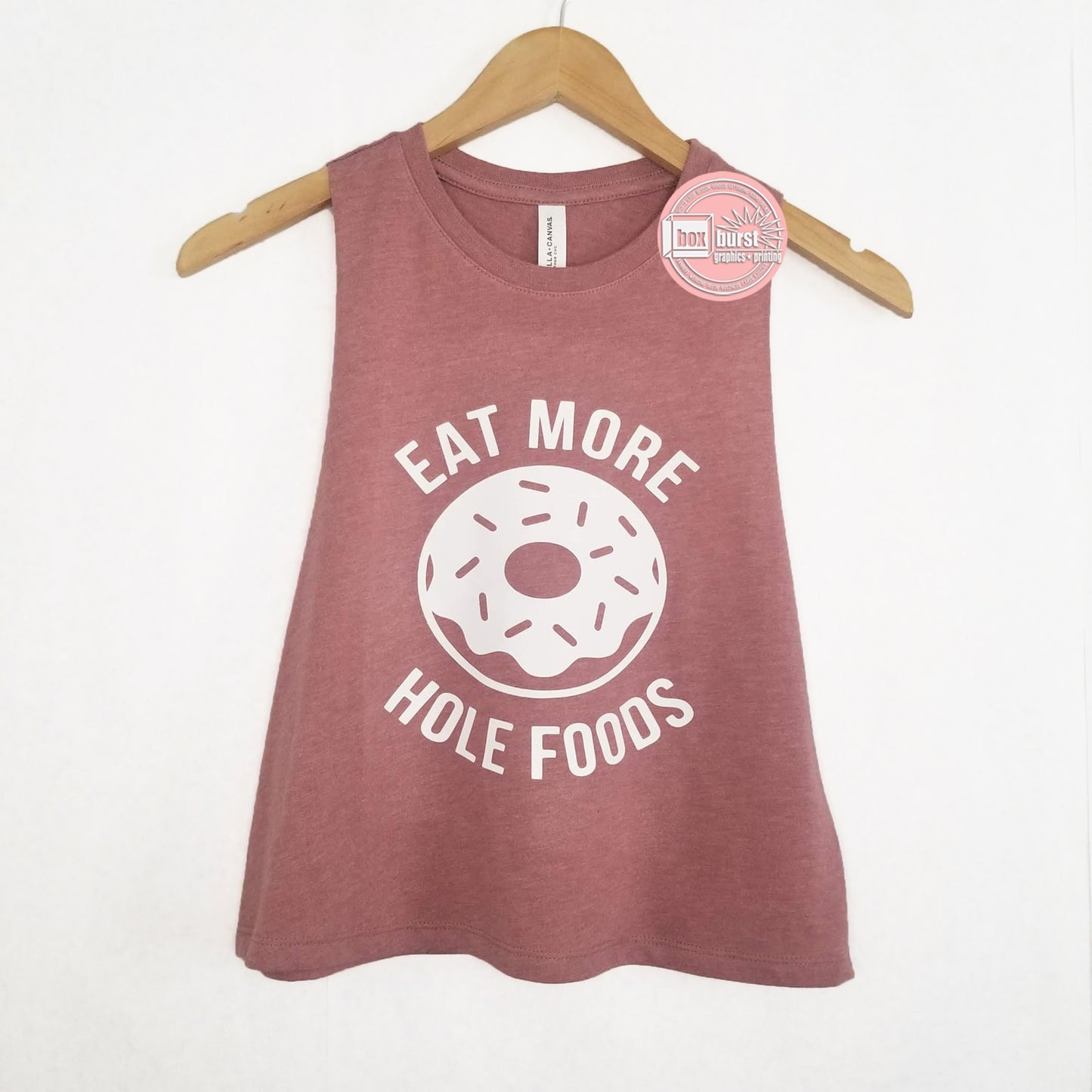 Eat more hole foods crop muscle tank