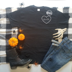 Fall heart print tee Gildan adult shirt
