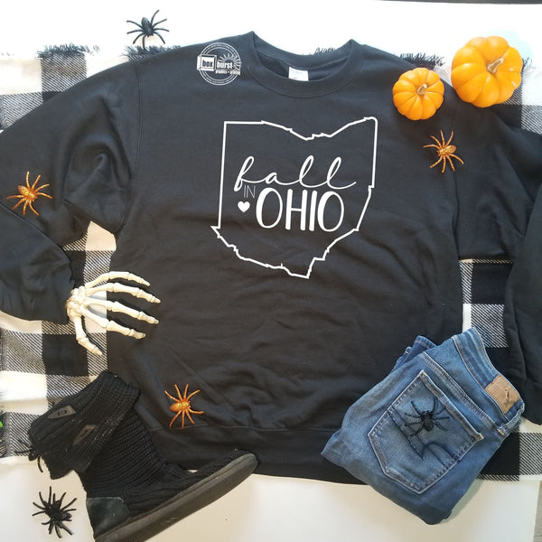 Fall in OHIO Adult crew neck fleece lined sweater