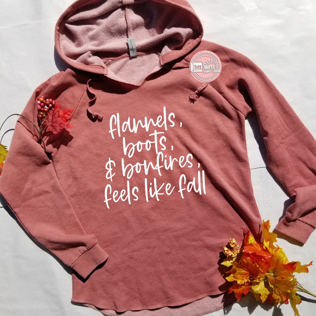 Flannels, Boots, and bonfires California Wash women's hoodie