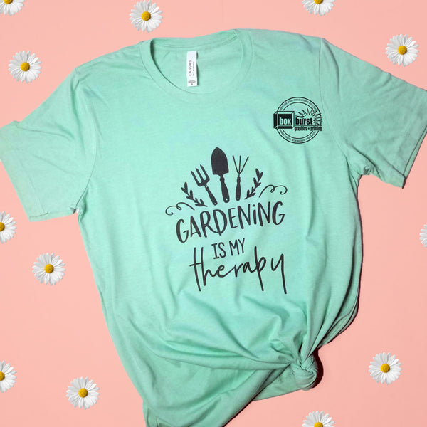 Gardening is my therapy graphic tee ink print