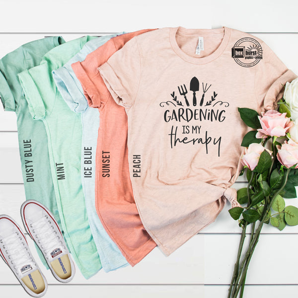 Gardening is my therapy graphic tee ink print