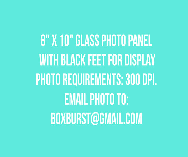 Full color print Flat Photo Glass Panel - 8" x 10" with display feet included