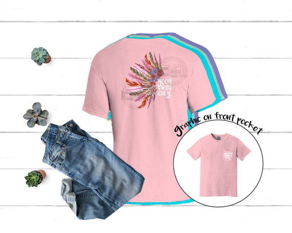 Good Vibes Only Full color print Short sleeve pocket tee