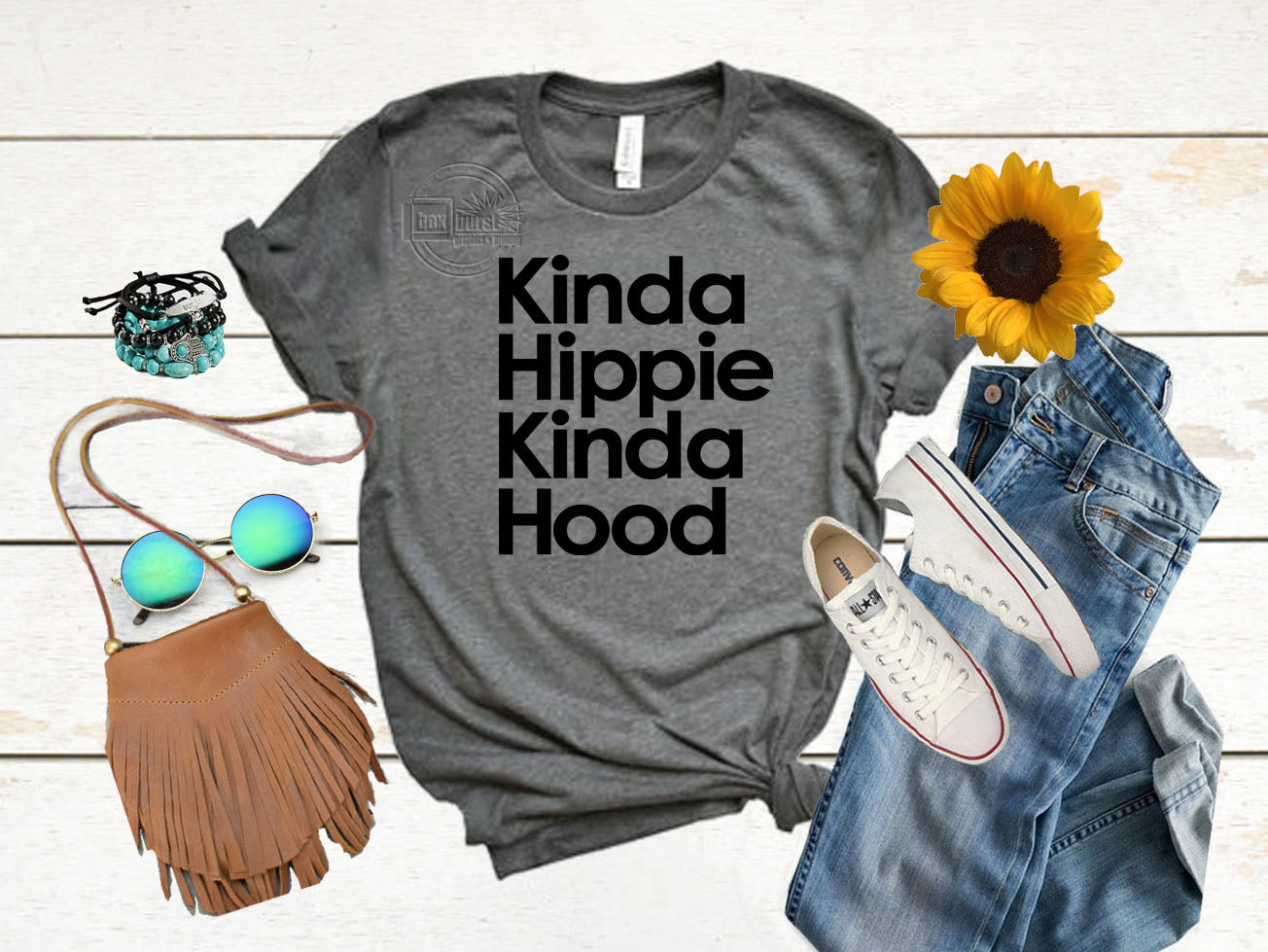 Kinda Hippie Kinda Hood  T shirt | Unisex t shirt | Hippie Shirts| Mom shirts | Gifts for mom