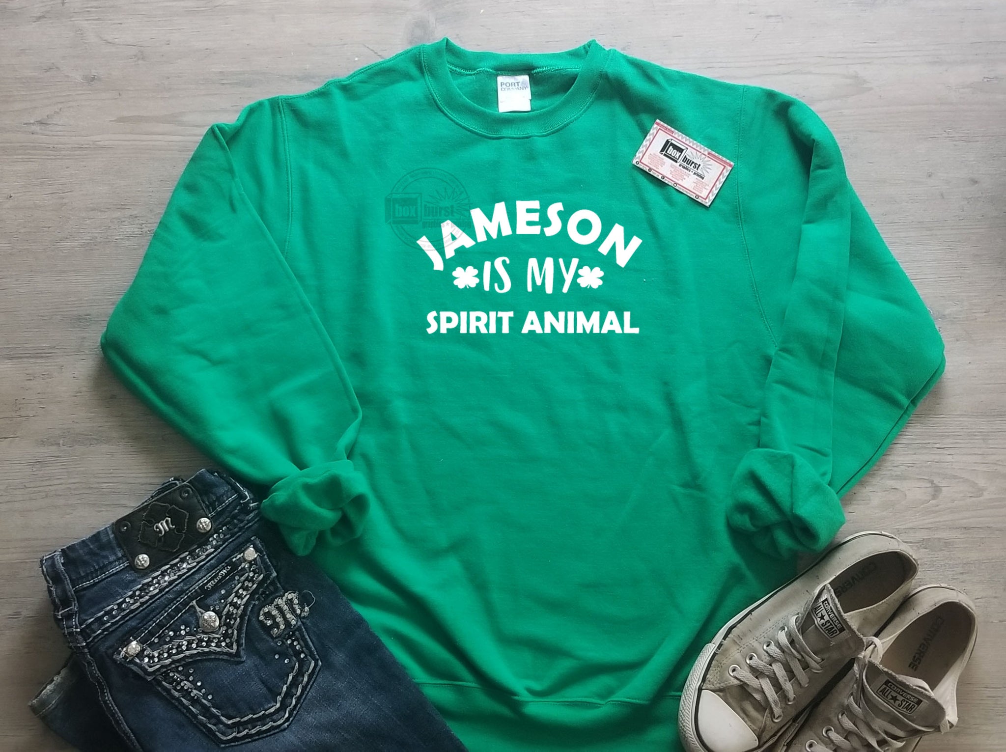 Jameson is my spirit animal Adult St. Patricks day crew neck sweatshirt