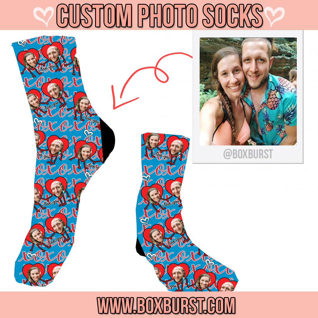 Valentine's Day Custom Photo Face Socks for Adults