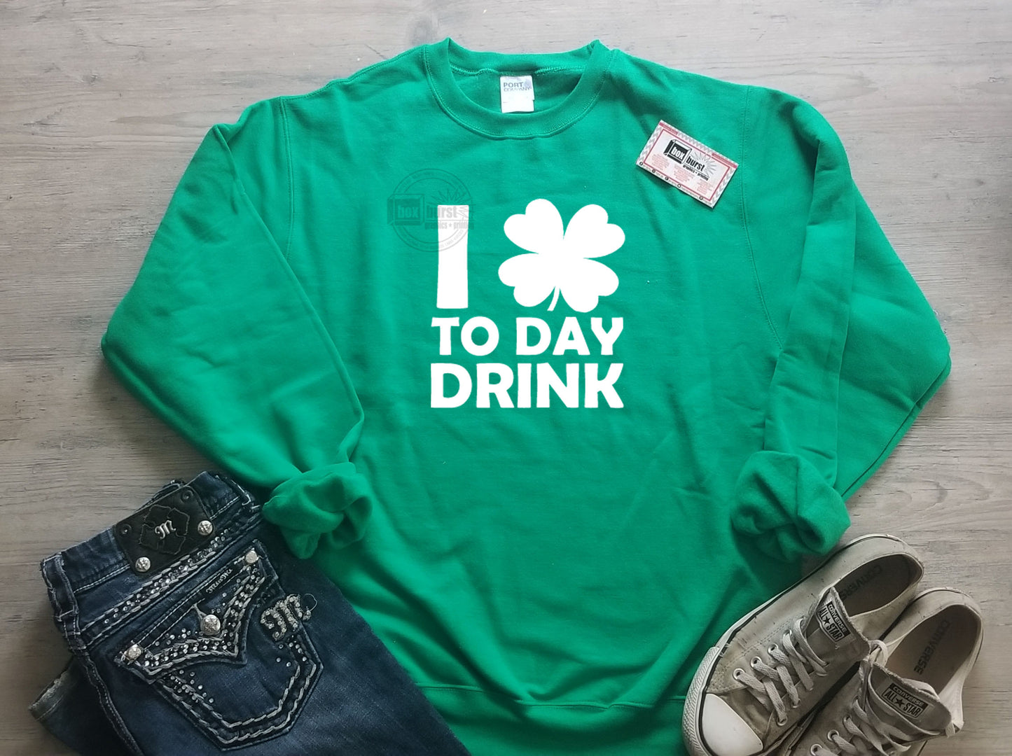 I love to day drink Adult St. Patricks day crew neck sweatshirt